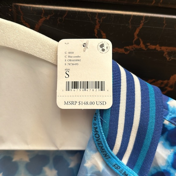 FREE PEOPLE MOVEMENT Top Seed Printed Tennis Activewear Jacket Blue Combo - Picture 13 of 16